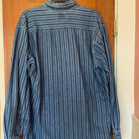 s Oliver 100% Cotton Unisex Denim Button Down Striped LS Shirt -L - Picture 6 of 6